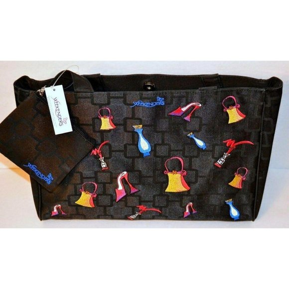 Weekenders Handbags - Embroidered Shoulder Tote Purse Bag with Strap
